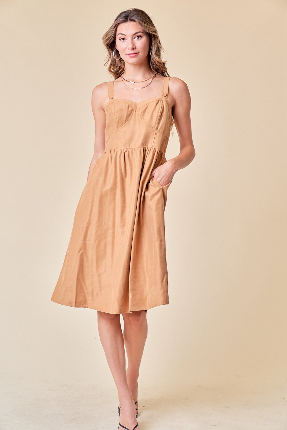 Sleeveless Side Pocket Buster Midi Dress Online